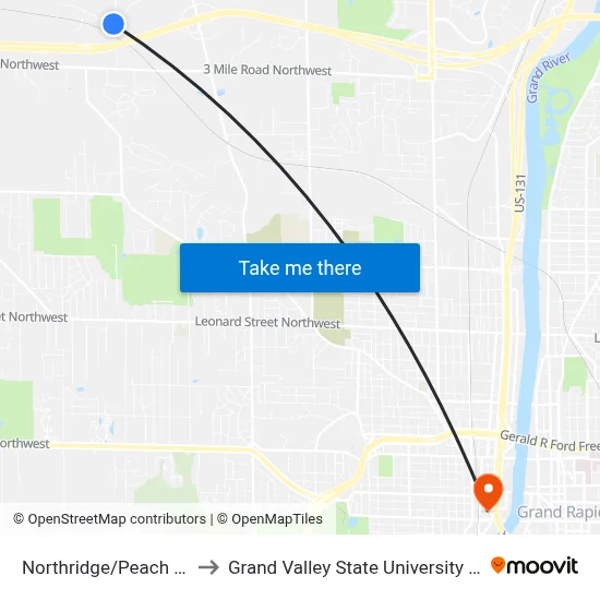 Northridge/Peach Ridge (Eb) to Grand Valley State University - Pew Campus map