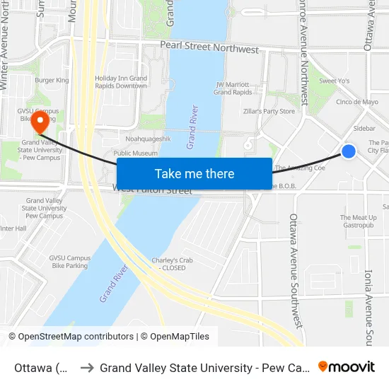 Ottawa (Cw) to Grand Valley State University - Pew Campus map