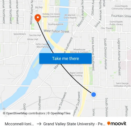 Mcconnell-Ionia (Cw) to Grand Valley State University - Pew Campus map