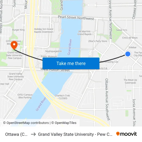Ottawa (Ccw) to Grand Valley State University - Pew Campus map