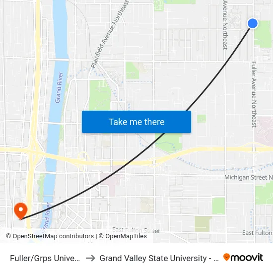 Fuller/Grps University (Sb) to Grand Valley State University - Pew Campus map