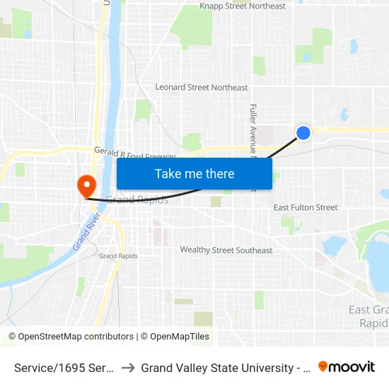 Service/1695 Service (Eb) to Grand Valley State University - Pew Campus map