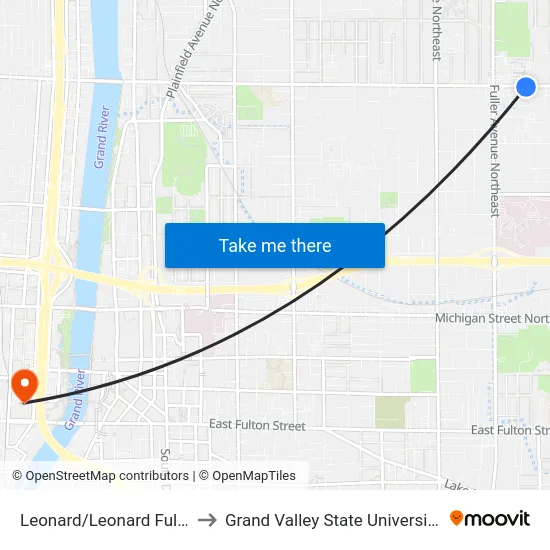 Leonard/Leonard Fuller Plaza (Eb) to Grand Valley State University - Pew Campus map