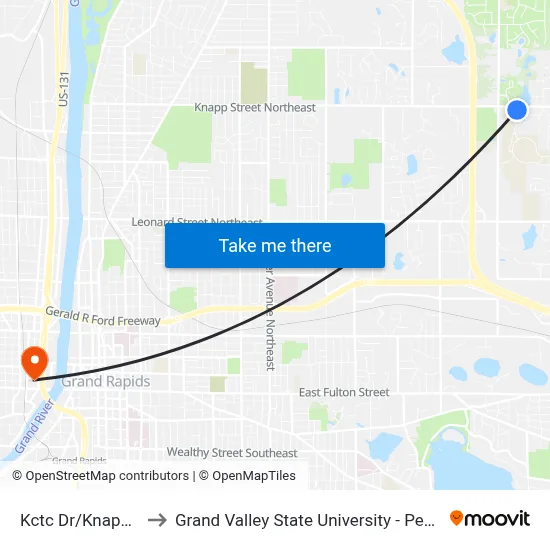 Kctc Dr/Knapp (Nb) to Grand Valley State University - Pew Campus map