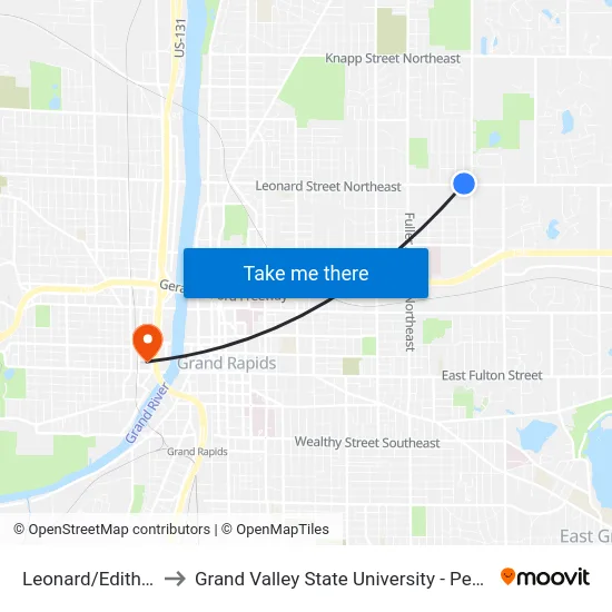 Leonard/Edith (Wb) to Grand Valley State University - Pew Campus map