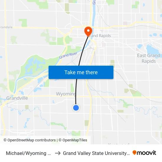 Michael/Wyoming Library (Sb) to Grand Valley State University - Pew Campus map