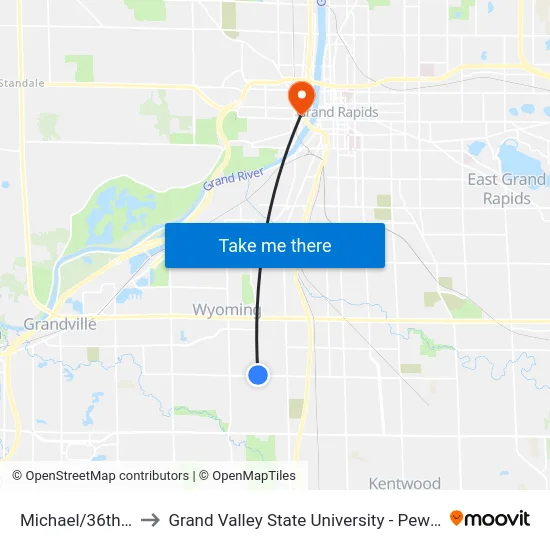 Michael/36th (Sb) to Grand Valley State University - Pew Campus map