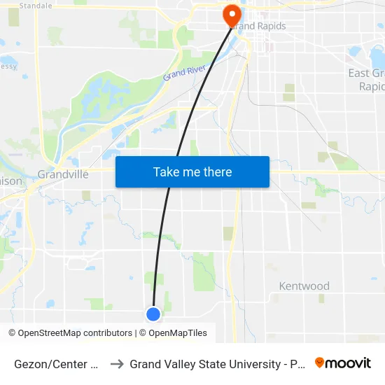 Gezon/Center Dr (Wb) to Grand Valley State University - Pew Campus map