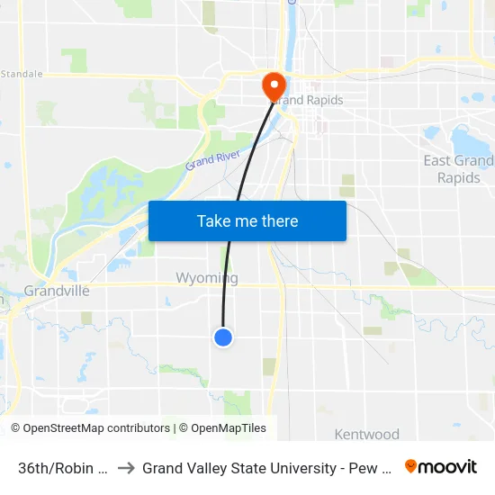 36th/Robin (Eb) to Grand Valley State University - Pew Campus map