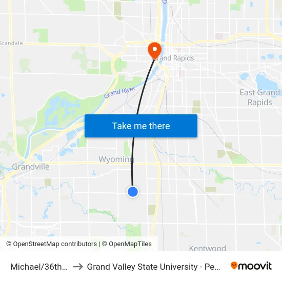 Michael/36th (Nb) to Grand Valley State University - Pew Campus map