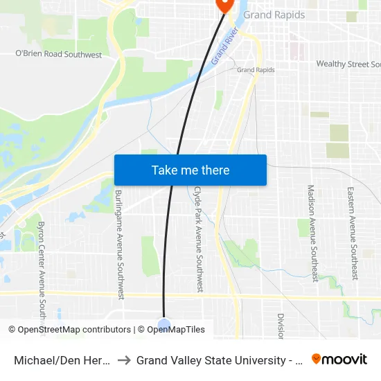 Michael/Den Hertog (Nb) to Grand Valley State University - Pew Campus map