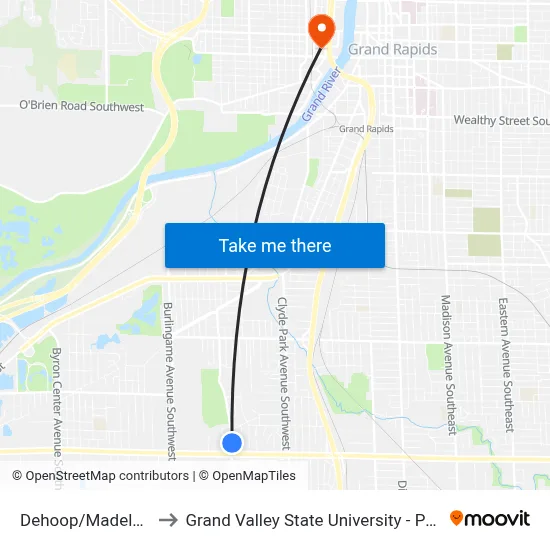 Dehoop/Madelyn (Nb) to Grand Valley State University - Pew Campus map