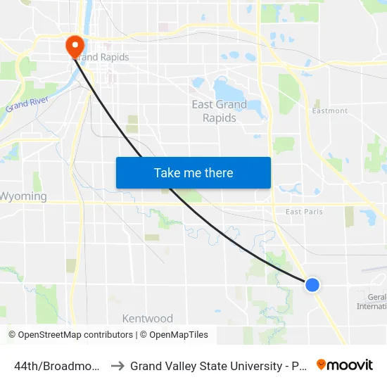 44th/Broadmoor (Wb) to Grand Valley State University - Pew Campus map