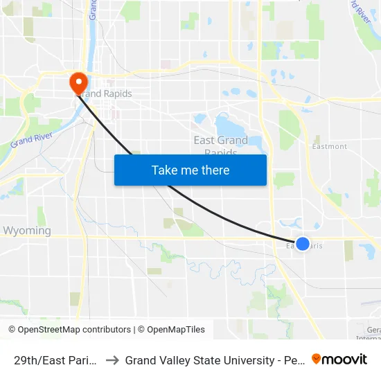 29th/East Paris (Wb) to Grand Valley State University - Pew Campus map