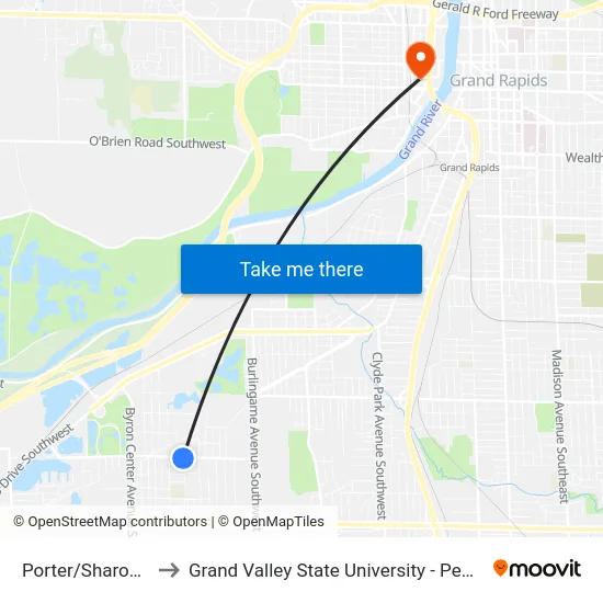 Porter/Sharon (Eb) to Grand Valley State University - Pew Campus map