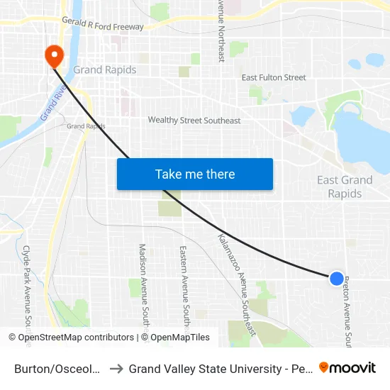 Burton/Osceola (Wb) to Grand Valley State University - Pew Campus map