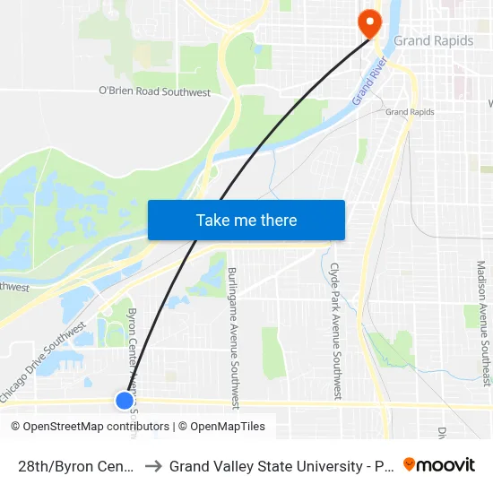 28th/Byron Center (Eb) to Grand Valley State University - Pew Campus map