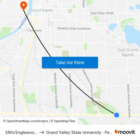 28th/Englewood (Eb) to Grand Valley State University - Pew Campus map