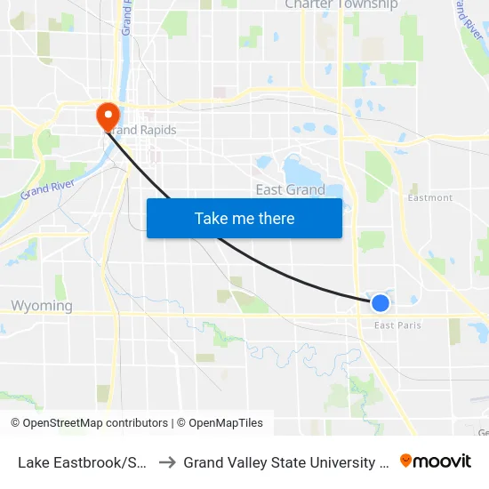 Lake Eastbrook/Sparks (Sb) to Grand Valley State University - Pew Campus map