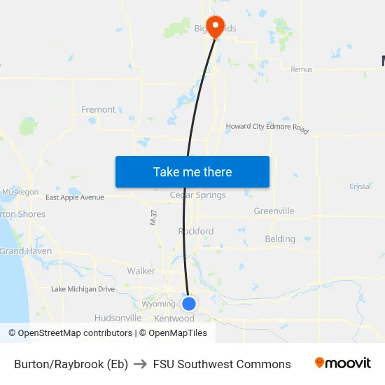 Burton/Raybrook (Eb) to FSU Southwest Commons map