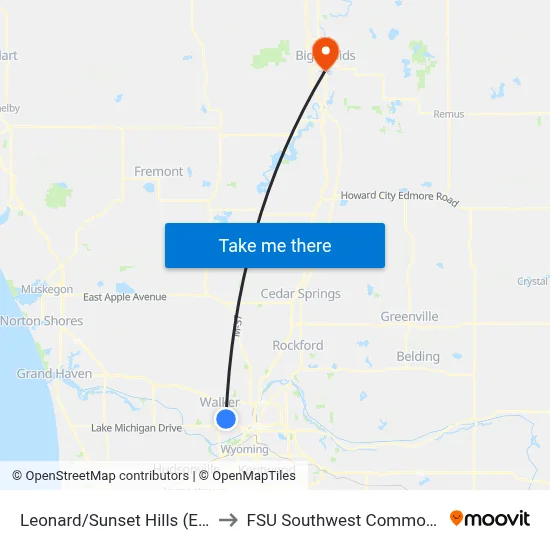 Leonard/Sunset Hills (Eb) to FSU Southwest Commons map