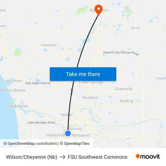 Wilson/Cheyenne (Nb) to FSU Southwest Commons map