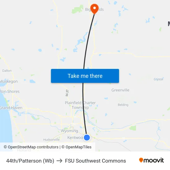 44th/Patterson (Wb) to FSU Southwest Commons map