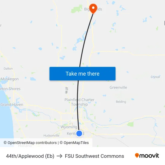 44th/Applewood (Eb) to FSU Southwest Commons map