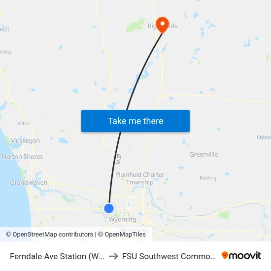 Ferndale Ave Station (Wb) to FSU Southwest Commons map