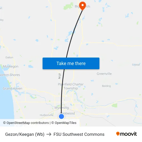Gezon/Keegan (Wb) to FSU Southwest Commons map