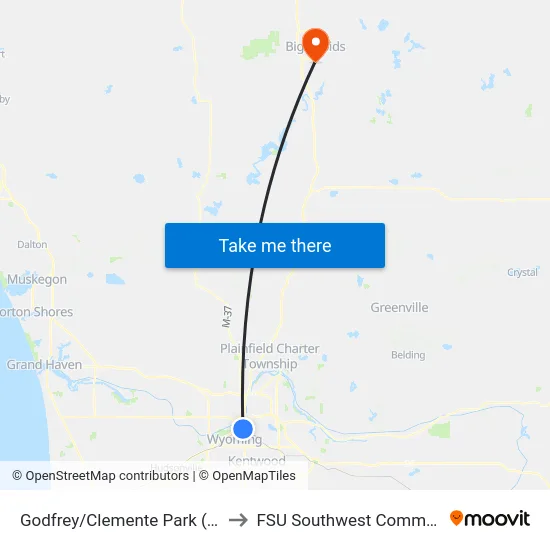 Godfrey/Clemente Park (Nb) to FSU Southwest Commons map