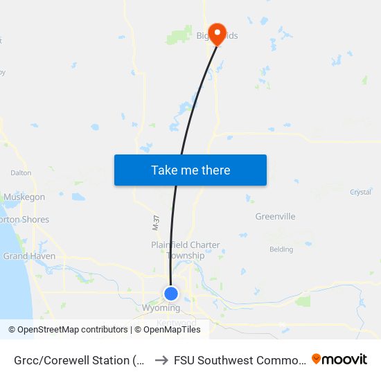 Grcc/Corewell Station (Sb) to FSU Southwest Commons map