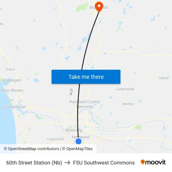 60th Street Station (Nb) to FSU Southwest Commons map