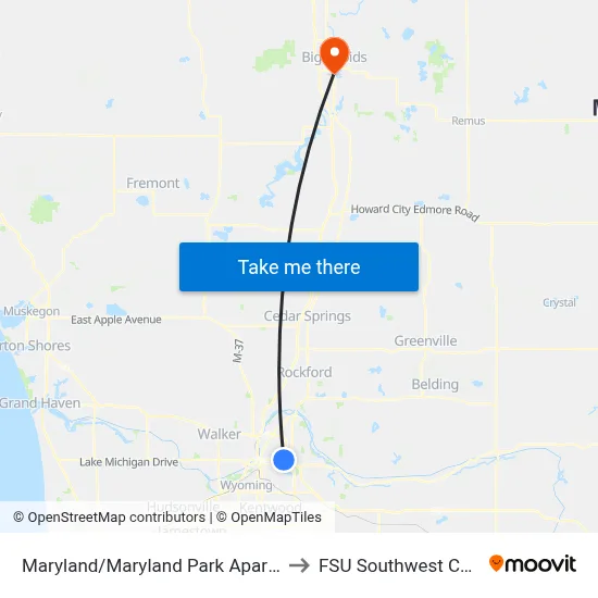 Maryland/Maryland Park Apartments (Sb) to FSU Southwest Commons map