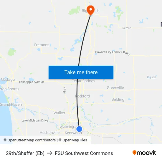 29th/Shaffer (Eb) to FSU Southwest Commons map
