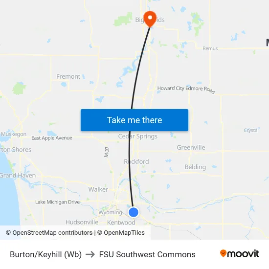 Burton/Keyhill (Wb) to FSU Southwest Commons map