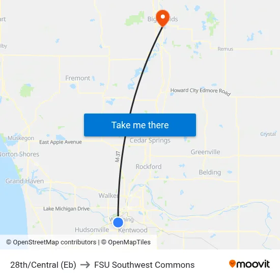 28th/Central (Eb) to FSU Southwest Commons map
