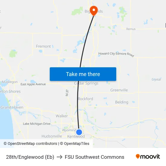28th/Englewood (Eb) to FSU Southwest Commons map
