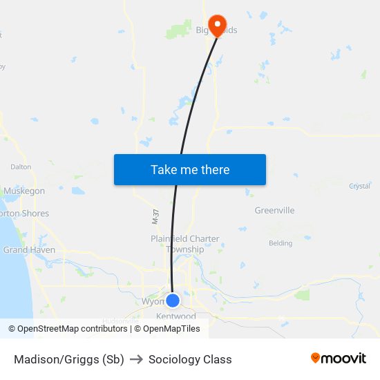 Madison/Griggs (Sb) to Sociology Class map