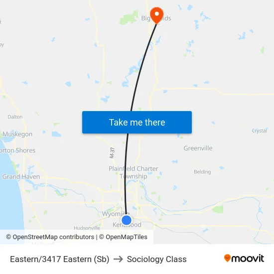 Eastern/3417 Eastern (Sb) to Sociology Class map
