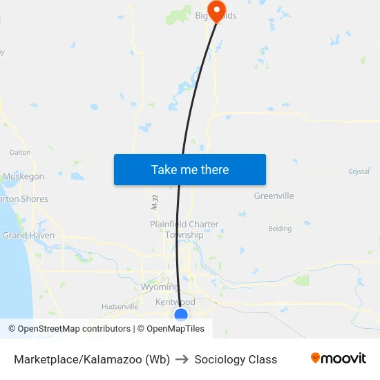 Marketplace/Kalamazoo (Wb) to Sociology Class map