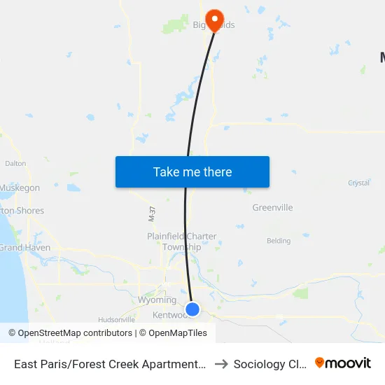 East Paris/Forest Creek Apartments (Nb) to Sociology Class map