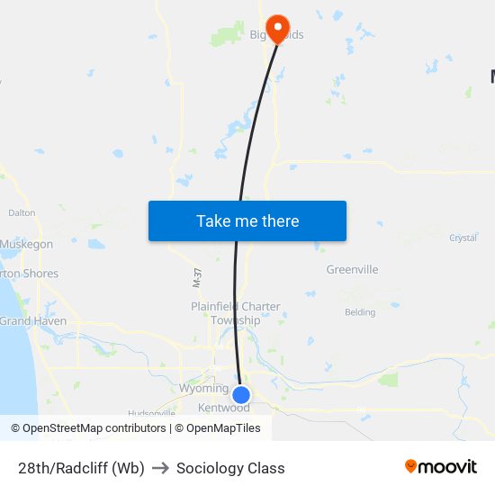 28th/Radcliff (Wb) to Sociology Class map