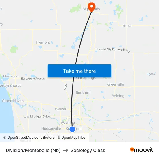 Division/Montebello (Nb) to Sociology Class map