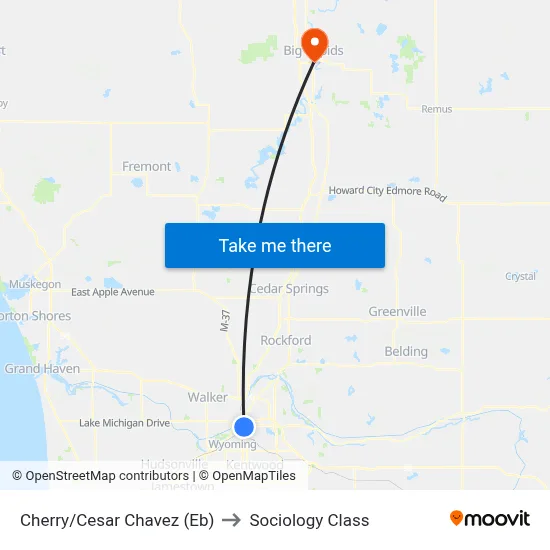 Cherry/Cesar Chavez (Eb) to Sociology Class map