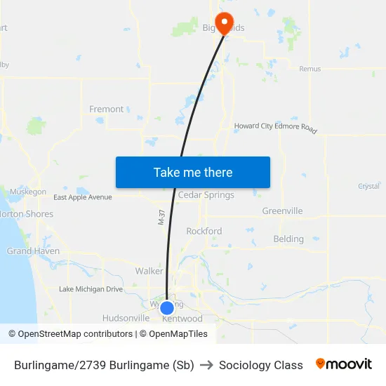 Burlingame/2739 Burlingame (Sb) to Sociology Class map