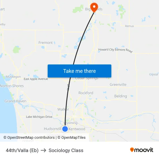 44th/Valla (Eb) to Sociology Class map