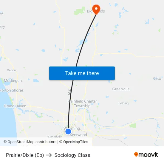 Prairie/Dixie (Eb) to Sociology Class map