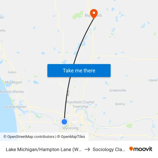 Lake Michigan/Hampton Lane (Wb) to Sociology Class map