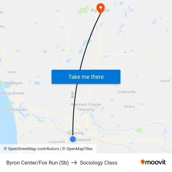 Byron Center/Fox Run (Sb) to Sociology Class map